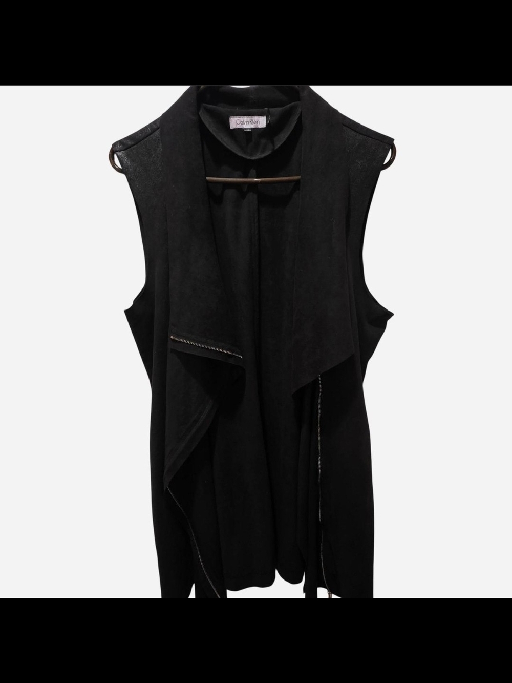 Calvin Klein Black Draped Sleeveless Vest